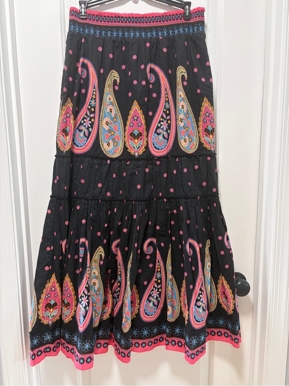 Vintage Rampage size Medium Black Paisley Maxi Skirt Boho Festival Whimsigoth